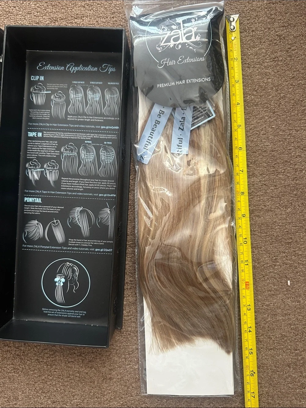 Zala Premium Women's Hair Extensions - Light Brown 14 inches. clip in